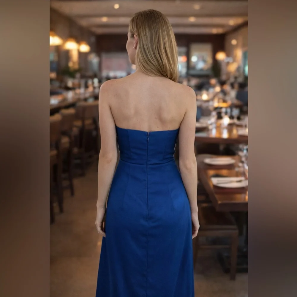 BCBGMAXAZRIA ROYAL BLUE WHITLEY STRAPLESS TIE GOWN  SIZE 4 - Picture 5 of 8